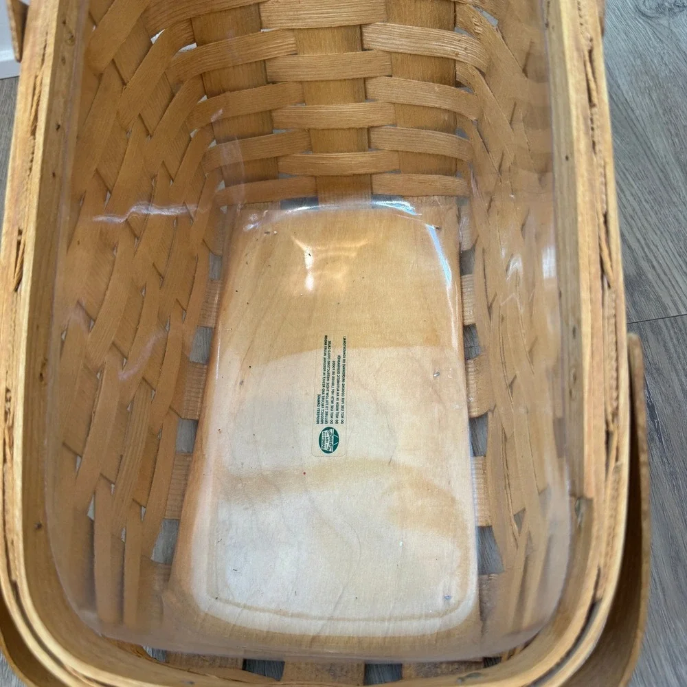 Vintage Peterboro Basket Company Woven Wood Slanted Basket Floral Liner EUC